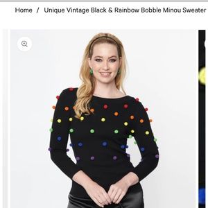 Unique Vintage 2x Black & Rainbow Bobble Minou Sweater